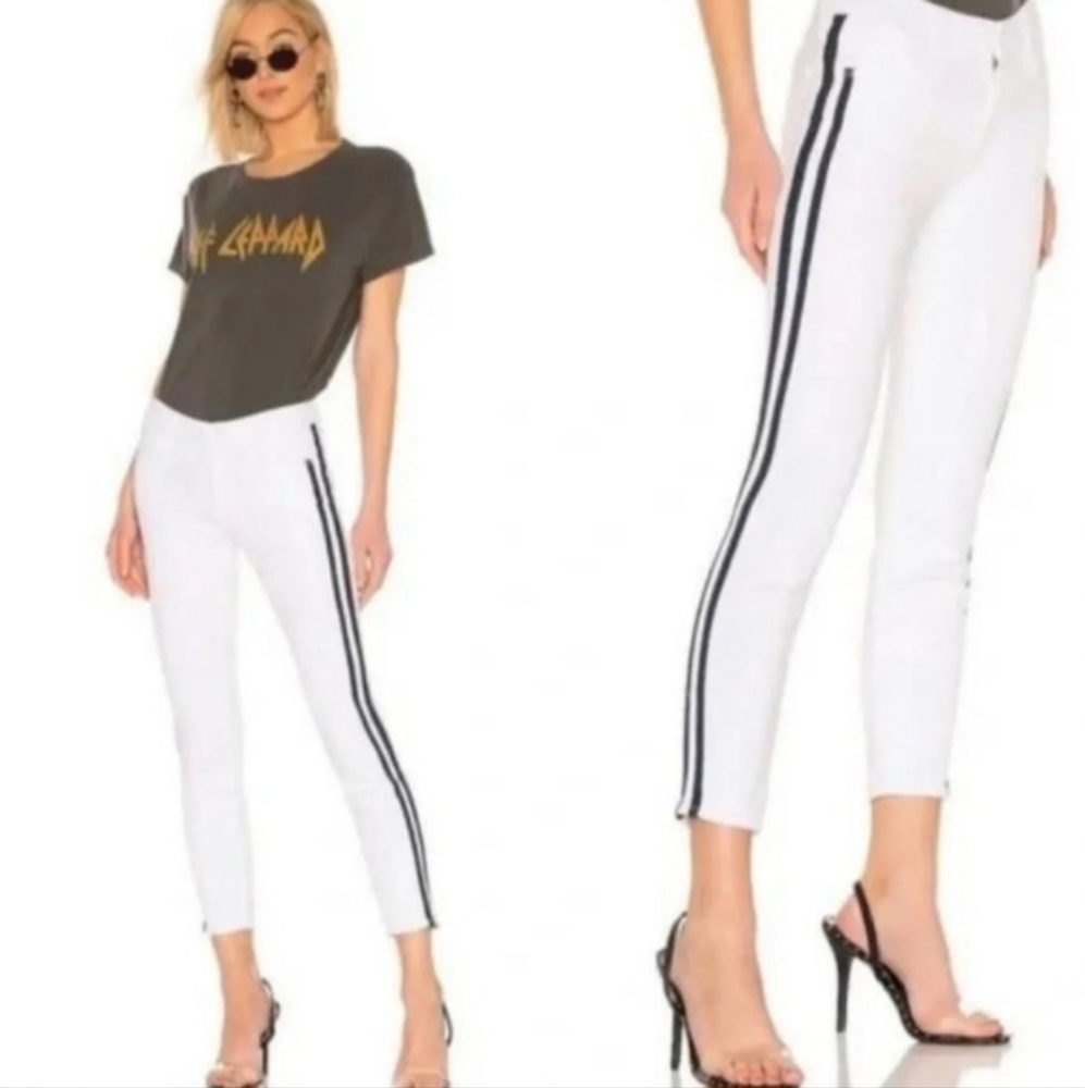 MOTHER Denim The Looker Ankle Jean Size 29 White Glass Slipper Racer Side Stripe